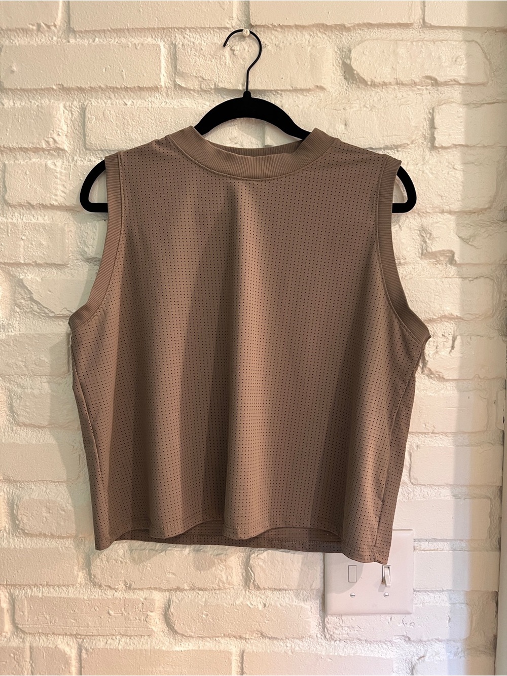 Sleeveless Muscle Tank Top in Taupe